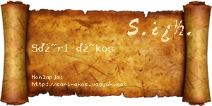 Sári Ákos névjegykártya
